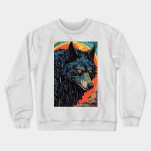 Comic Style Wolf Crewneck Sweatshirt